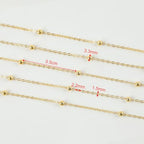 YOUBEIYEE 32.8 Feet Satellite Bead Chain for Jewelry Making 18K Gold Plated Brass Cross Chain Link Jewelry Chain Roll with Jump Rings and Lobster Clasps - color: Bead
