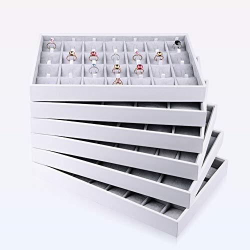 Oirlv Velvet Stackable Jewelry Tray Necklace Pendant Organizer Display Showcase Jewelry Storage trays - size: 6 Grids Necklace Tray