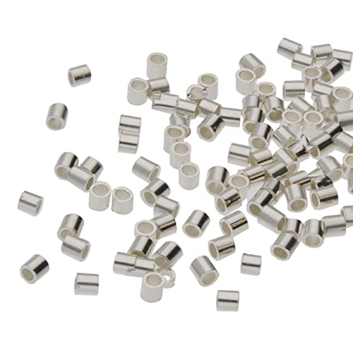 The Beadsmith Tube Crimp Beads, 2 x 2mm, 100 Pieces, Silver Color, Uniform Cylindrical Shape, No Sharp Edges, Designed to Secure the Ends of Jewelry Stringing Wires and Cables - color: Silver Plate, size: 2MM x 2MM - 100 pcs