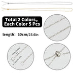 SUNNYCLUE 1 Box 10 Pack 24 Inch/0.6m 2mm Necklace Slider Chains Adjustable Necklace Chain Bulk Stainless Steel Slider Adjustable Ball Bead Findings for DIY Women Men Adults Jewelry Making Supplies