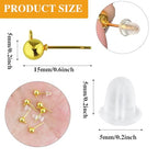 340PCS Ball Earring Studs and Backs for Jewelry Making, 140PCS Round Balls Post Earring Studs with Loop and and 200PCS Clear Backs for DIY Jewelry Making(K Gold) - color: gold