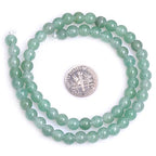 JOE FOREMAN 2MM Big Hole 6mm Green Aventurine Jade Round Natural Gemstone Semi Precious Loose Beads for Jewelry Making 15" Beaded Strand DIY Handmade Craft Supplies - size: 6mm