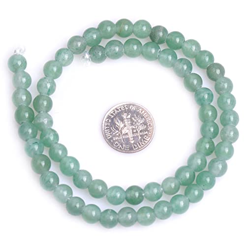 JOE FOREMAN 2MM Big Hole 6mm Green Aventurine Jade Round Natural Gemstone Semi Precious Loose Beads for Jewelry Making 15" Beaded Strand DIY Handmade Craft Supplies - size: 6mm