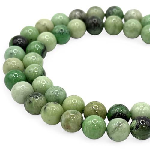 ABCGEMS African Hydrogrossular Garnet Beads AKA Transvaal Grossular Garnet (Gorgeous Black Inclusions of Chromite) Healing Energy Jewelry Making Smooth Round 10mm - color: Hydrogrossular Garnet (From Africa)