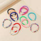 12pcs Friendship Bracelets Beaded Bracelets Heishi Bracelet Cute Bracelets Stack Vinyl Clay Disc Bead Surfer Stretch Summer Beach Bracelets For Women Preppy Bracelets - color: M
