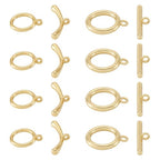 18K Gold Toggle Clasps 2 Sets Oval Jewelry Clasp Bracelet Closure Clasp Fastener IQ End Connectors for DIY Necklace Bracelet Earring Jewelry Making - color: 18K Gold Plated-2 Styles