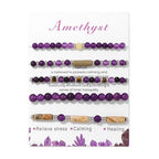 5Pcs Crystal Bracelet for Women Spiritual Natural Stone Bracelet Set Stackable Beaded Bracelets Healing Crystal Bracelet Gemstone Bead Bracelet Beaded Stretch Bracelets for Women - style: Amethyst