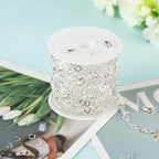YOUBEIYEE 4 Yard Silver Plated Brass Chain for Jewelry Making Hollow Four Leaf Clover Necklace Bracelet for Women Jewelry Making Chains Bulk - color: Four Leaves Clover