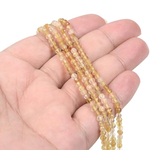 3mm Citrine Faceted Gemstone Round Loose Beads Strand 15.5-16" DIY Jewelry Making - color: Citrine