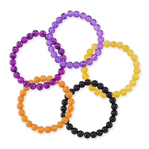Elecrelive Glass Round Beaded Bracelet Set Clay Beaded Bracelets Stretch Bracelets - color: Mix Colors, Halloween