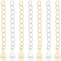 Beebeecraft 1 Box 10Pcs Tail Extender Chain Real 18K Gold Plated Sterling Silver Jewelry Chain Extender Curb Links Necklace Bracelet Extension with Teardrop Tabs S925 Stamp Charm for Jewelry Making - color: Gold, Silver