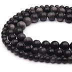 6mm Natural Stone Beads 65pcs Silver Obsidian Polished Round Smooth Crystal Loose Gemstone Beads for Jewelry Making DIY Bracelet Necklace Earring Crafts Supplies - color: Silver Obsidian 6mm-65pcs