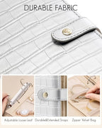 Vlando Travel Jewelry Case,Jewelry Organizers and Storage Jewelry Book Ring Binder with Clear Zipper Velvet Jewelry Pouches Bags for Rings,Necklace,Earrings-Silver - color: 08.Silver-Crocodile