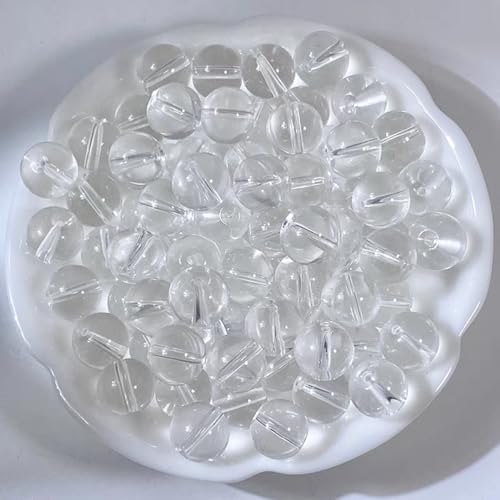 200PCS 8mm Glass Beads for Jewelry Making Soild Black Round Loose Beads for Bracelets DIY Crafts (Transparent) - color: 6Transparent