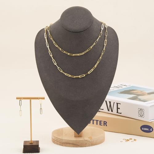 GTVOODX Chunky Paperclip Chain Roll Gold Filled 4 Meters Stainless Steel Handmade Paper Clip Link Chains Spool Bulk for Women Jewelry Making with Lobster Clasps Jump Rings - color: Gold Thick Paperclip Chains