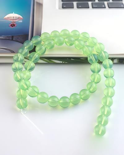8mm Glass Beads 46PCS Glass Beads for Jewelry Making Charm Round Loose Bead for Bracelet Making Kit (White Green) - color: White Green