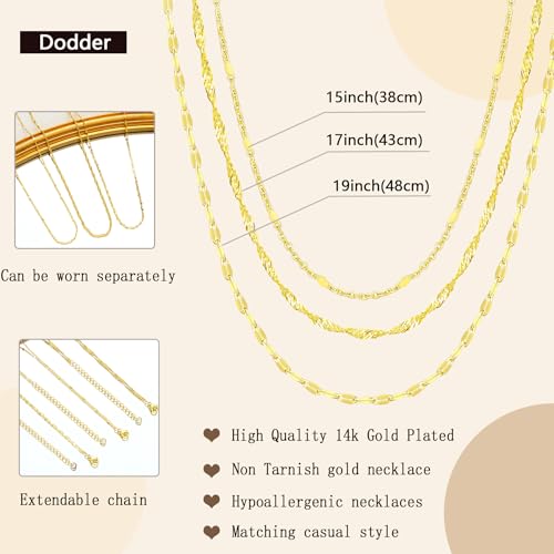 Gold Layered Necklaces for Women, 14K Gold Plated Dainty Gold Chain Choker Necklace Stack, Herringbone Gold Necklaces Set - color: gold-3-Satellite