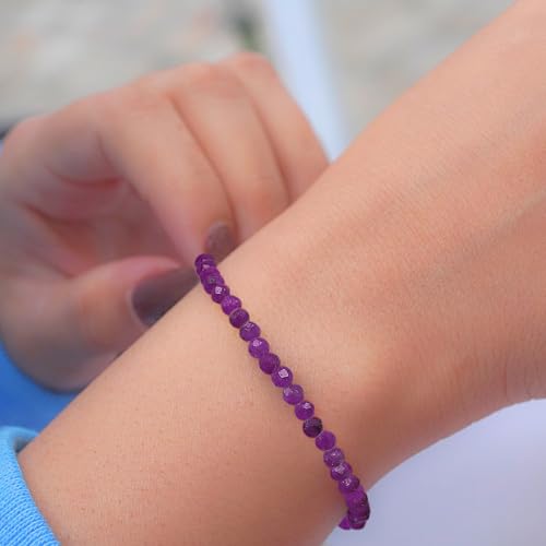 Faceted Bracelet for Women, Certified 925 Sterling Silver with 18K Gold Vermeil Healing Crystal Bracelets for Women - Crystals and Healing Stone Bracelet Women Jewelry for Gift - color: Ruby