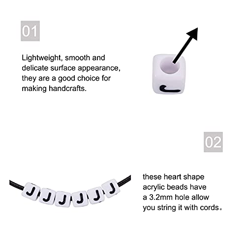 FASHEWELRY 300Pcs Cube White Acrylic Letter Beads 6x6mm Letter J Alphabet Beads for DIY Bracelet Necklace Jewelry Making - color: Letter J, size: 6x6x6mm