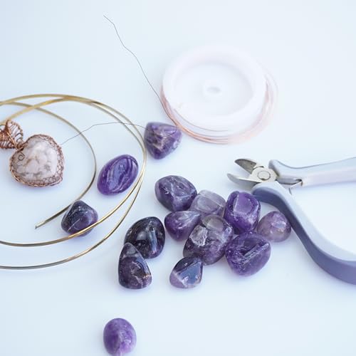 3Lb Amethyst Crystal Tumbled Stone Bulk Healing Crystals Stones Set Polished Raw Amethyst Crystal Stones Rocks for Jewelry Making, Reiki Healing - color: Amethyst