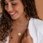 Tasiso Gold Pendant Necklace for Women 14K Gold Plated Coin CZ Pendant Necklace Adjustable Chain Disc Round Dainty Charm Necklace Trendy Jewelry Gift - style: Fire