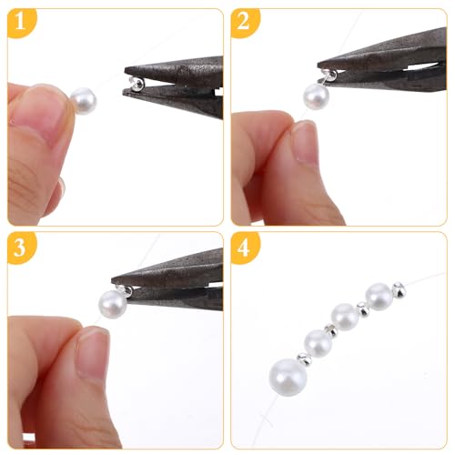 Ouligay 800PCS 4mm Mini Crimp Beads for Jewelry Making Crimp Bead Covers Half Round Open Crimping Bead Knot Covers for DIY Jewelry Craft Making Jump Rings with Transparent Box Gold and Sliver