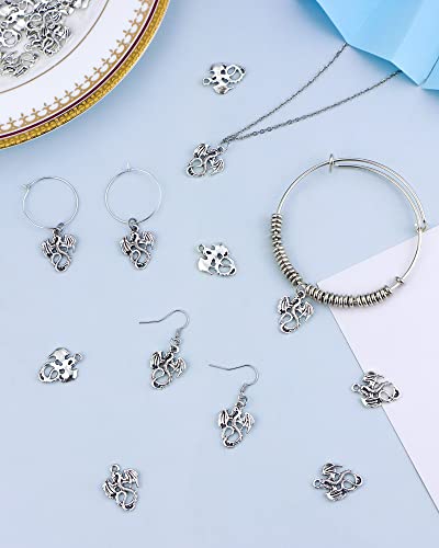 JIALEEY 50PCS Dragon Charm Flying Courage Pendant for DIY Jewelry Making Necklace Bracelet Accessaries, Antique Silver 21x16mm