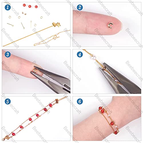 Beebeecraft 1 Box 100Pcs 18K Gold Plated Crimp Bead Covers Metal Half Round Open Crimp Beads Knot Covers Caps 5mm for DIY Jewelry Makings - color: Gold, size: 5mm