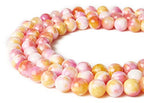 60pcs 6mm Pink Yellow Jade Beads Natural Gemstone Beads Round Loose Beads for Jewelry Making - color: Pink Yellow Jade, size: 6mm