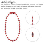 MECCANIXITY Ball Bead Chain Beaded Necklace Chains 5 Inch Adjustable Metal Ball Chains 2.4mm/0.1inch Keychain for Jewelry Making,DIY Craft Projects,Pack of 12(Red) - color: Red
