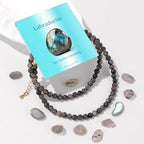 Crystal Choker Necklaces for Women,4mm Handmade Natural Stone Choker Beaded Necklace Healing Crystal Necklace Gemstone Bead Necklaces for Women - color: Larbradorite