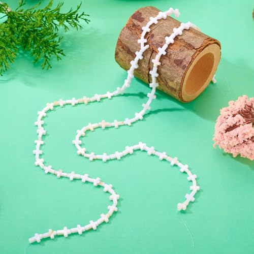 Beadthoven 40pcs Cross Shell Beads Natural Freshwater Shell Rosary Cross Bead Charm Mini Religious Jesus Christian Loose Beads DIY Rosary Necklace Easter Jewelry Making Supplies White 9.5-10x6.5mm - color: Shell cross 10mm