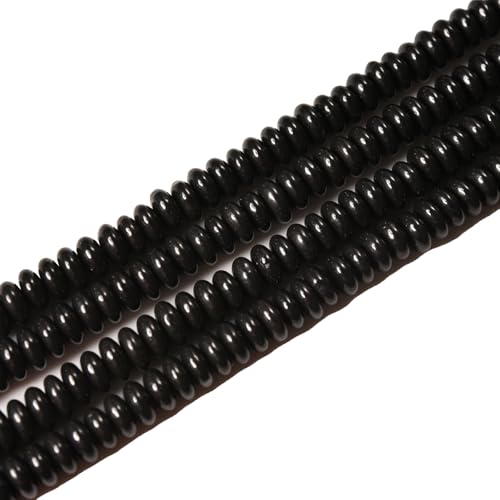 2x4mm 150pcs Natural Black Onyx Rondelle Stone Beads Semi-Precious Disk Loose Gemstones Bead for DIY Jewelry Making - color: Black Onyx