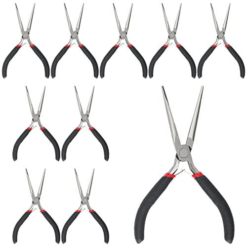 10 PCS 6 Inch Extra Long Needle Nose Pliers, Mini Precision Jewelry Pliers with Comfort Grip, Needle Nose Pliers for Jewelry Making, Repair, Crafts - size: 6 Inch 10 PCS