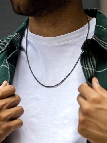 FaithHeart Stainless Steel Chains for Men, Silver/Black/14K Gold Plated Snake/Wheat/Box/Rope/Rolo Chain Necklace 16-30 Inches with Delicate Gift Box - color: 01. Snake Chain-Black, size: Length 30 Inches