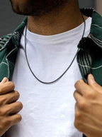 FaithHeart Stainless Steel Chains for Men, Silver/Black/14K Gold Plated Snake/Wheat/Box/Rope/Rolo Chain Necklace 16-30 Inches with Delicate Gift Box - color: 01. Snake Chain-Black, size: Length 30 Inches