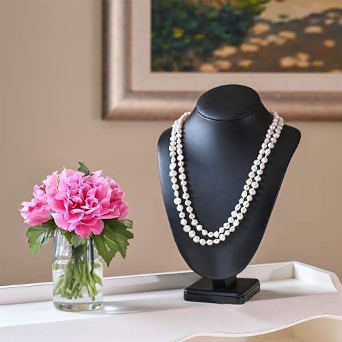 MOOCA 2 Pcs Deluxe Faux Leather Necklace Chain Jewelry Display Holder, Jewelry Stand, Necklaces Display Mannequin Bust Stand, 11”H, Black Faux Leather - color: 3) Black Faux Leather, 2 Pieces
