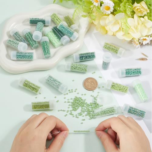 SUNNYCLUE 120G 12/0 Seed Bead Glass Bead Green Glass Seed Beads 2mm Mini Craft Beads Round Glass Seed Bead Bulk Small Loose Spacer Beads for Jewelry Making DIY Earrings Friendship Bracelets Necklace - color: Mixed Color 2