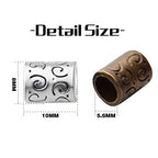 BronaGrand Large Hole Spacer Beads, 100pcs Column Alloy Tube Loose Beads, Silver/Bronze, Cylindrical, 10mm x 8mm, 5.6mm Hole, DIY Jewelry Craft Making - color: Silver/Bronze