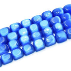 26pcs 10x15mm Blue Cat's Eye Cuboid Stone Gemstone Beads Semi-Precious Craft Supplies for DIY Jewelry Making - color: Cuboid10x15mm Blue