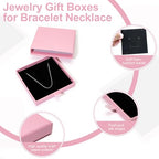 Jewelry Gift Box, 3.53.5x0.7Inch Cardboard Jewelry Organizer, Fancy Necklace Bracelet Earring Drawer, Kraft Empty Jewellery Display for Ring Earring (Pink, 4 Pcs) - color: Pink