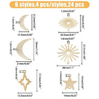 Brass 18k Gold Plated Charms Brass Pave Cubic Zirconia Charms Real 18k Gold Plated Charm Assorted Crystal Sun Star Moon Charm for Bracelet Earring Jewelry Making - size: 15mm