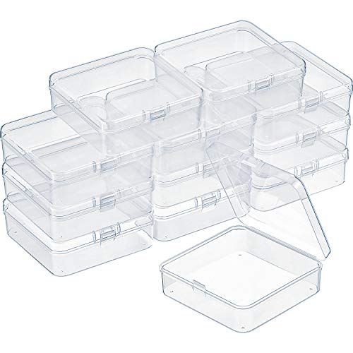 SATINIOR 12 Pack Bead Organizer Box Small Clear Plastic Beads Storage Containers Box with Hinged Lid for Bracelet Making DIY Jewelry Craft Nail (3.3 x 3.3 x 1.2 Inch) - size: 3.3 X 3.3 X 1.2 Inch
