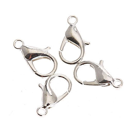 dophee Lobster Claw Clasp for Jewelry Making, 100-Pack Curved Lobster Clasp Clips Small Fastener Hook Connected Buckle Repair Accessories for Jewelry Craft DIY Bracelet Necklace Earrings, Silver, 14mm - color: Silver, size: 14mm