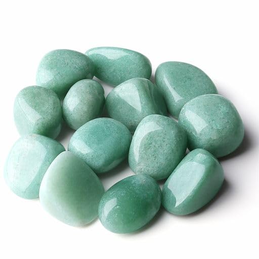 YATOJUZI 1LB Green Aventurine Tumbled Polished Natural Crystals Stones Bulk Crystal Gemstones Wholesale for Tumbling Cabbing Energy Balancing Reiki Crystal Decoration Meditation Therapy Gifts - color: Green Aventurine, size: 450g