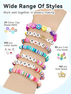 ARTDOT 5342 PCS Clay Beads for Friendship Bracelets Making Kit, 24 Rainbow Colors Jewelry Making Supplies Heishi Beads with Elastic String and Organizer Gifts - color: 5342 PCS