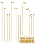 FIVEIZERO 900 PCS Eye Pins and Flat Head Pins for Jewelry Making, Metal Eyepins, Headpins & Ball Head Pins for DIY Earrings, Necklaces, Bracelets, Pendants, 1.2", 1.6", 2", Gold - color: Gold