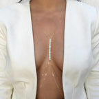 14K Gold Plated Body Chains for Women, Sexy Layered Belly Waist Chain Crossover Bikini Bra Chain, Summer Beach Rhinestone Body Jewelry - style: 10 Diamonds