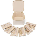 VLANDO Travel Jewelry Case,Valentines Gifts,Small Jewelry Box Organizer,Travel Jewelry Storage with 6 Velvet Jewelry Zipper Pockets, Birthday Gifts for Women Girls (White) - color: 6PCS-White