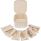 VLANDO Travel Jewelry Case,Valentines Gifts,Small Jewelry Box Organizer,Travel Jewelry Storage with 6 Velvet Jewelry Zipper Pockets, Birthday Gifts for Women Girls (White) - color: 6PCS-White